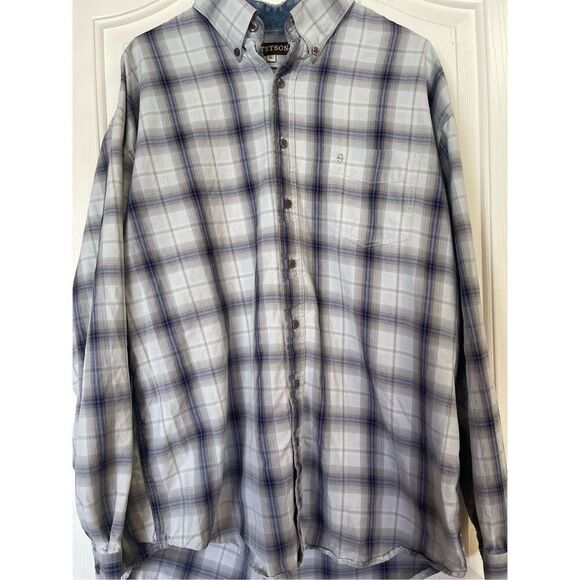 Stetson Men's Purple & Gray Plaid Collared Buttons Down Shirt Size XL - Picture 11 of 12